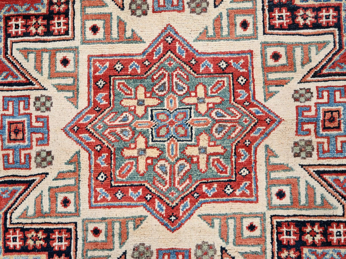 Kazak Kazak hand-knotted wool rug in Red & Ivory, 7'9" x 8' — SKU O085420 (view 7)
