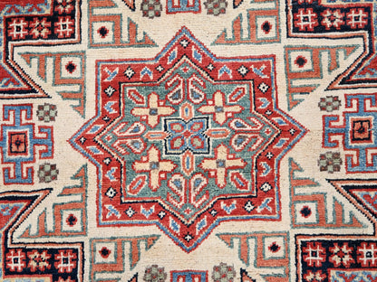 Kazak Kazak hand-knotted wool rug in Red & Ivory, 7'9" x 8' — SKU O085420 (view 7)