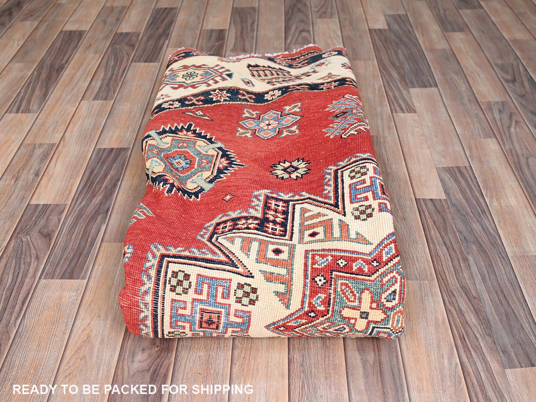 Kazak Kazak hand-knotted wool rug in Red & Ivory, 7'9" x 8' — SKU O085420 (view 8)