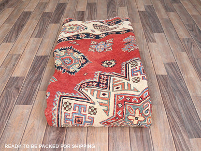 Kazak Kazak hand-knotted wool rug in Red & Ivory, 7'9" x 8' — SKU O085420 (view 8)