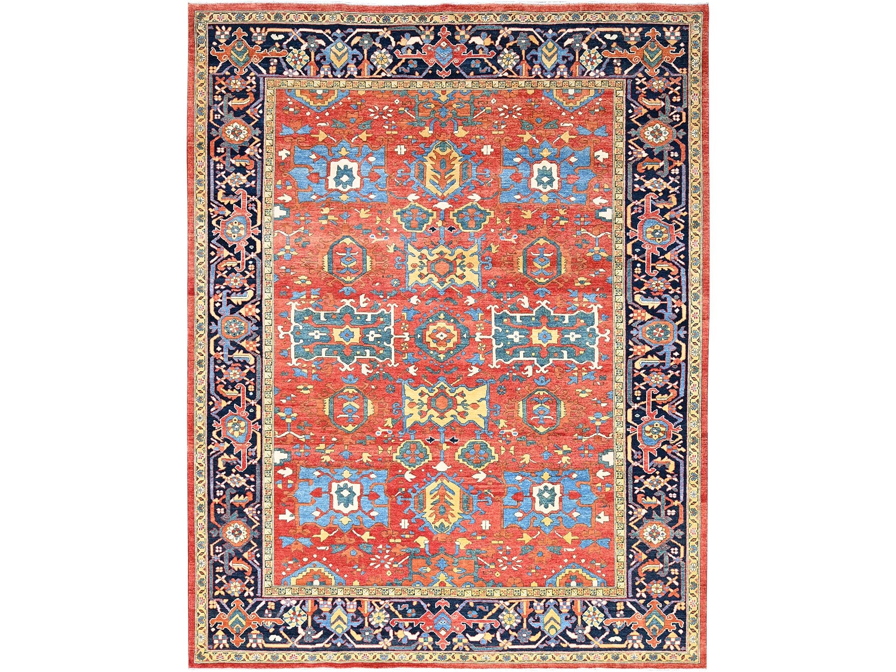 Heriz Heriz hand-knotted wool rug in Red & Blue, 9' x 11'6" — SKU O085436
