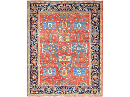 Heriz Heriz hand-knotted wool rug in Red & Blue, 9' x 11'6" — SKU O085436