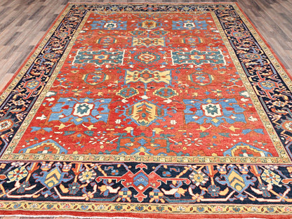 Heriz Heriz hand-knotted wool rug in Red & Blue, 9' x 11'6" — SKU O085436 (view 2)