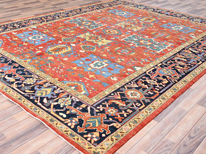 Heriz Heriz hand-knotted wool rug in Red & Blue, 9' x 11'6" — SKU O085436 (view 3)