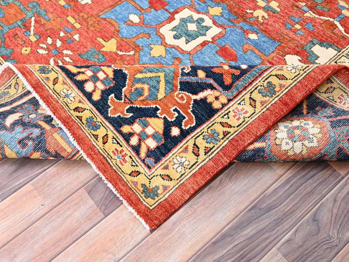 Heriz Heriz hand-knotted wool rug in Red & Blue, 9' x 11'6" — SKU O085436 (view 6)
