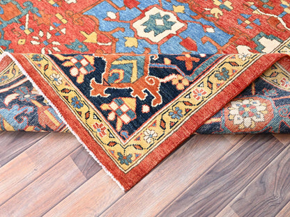 Heriz Heriz hand-knotted wool rug in Red & Blue, 9' x 11'6" — SKU O085436 (view 6)