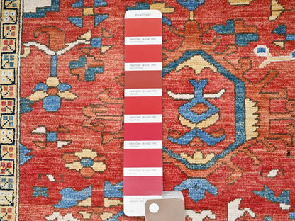 Heriz Heriz hand-knotted wool rug in Red & Blue, 9' x 11'6" — SKU O085436 (view 7)