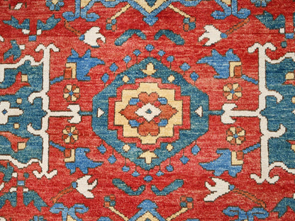 Heriz Heriz hand-knotted wool rug in Red & Blue, 9' x 11'6" — SKU O085436 (view 8)