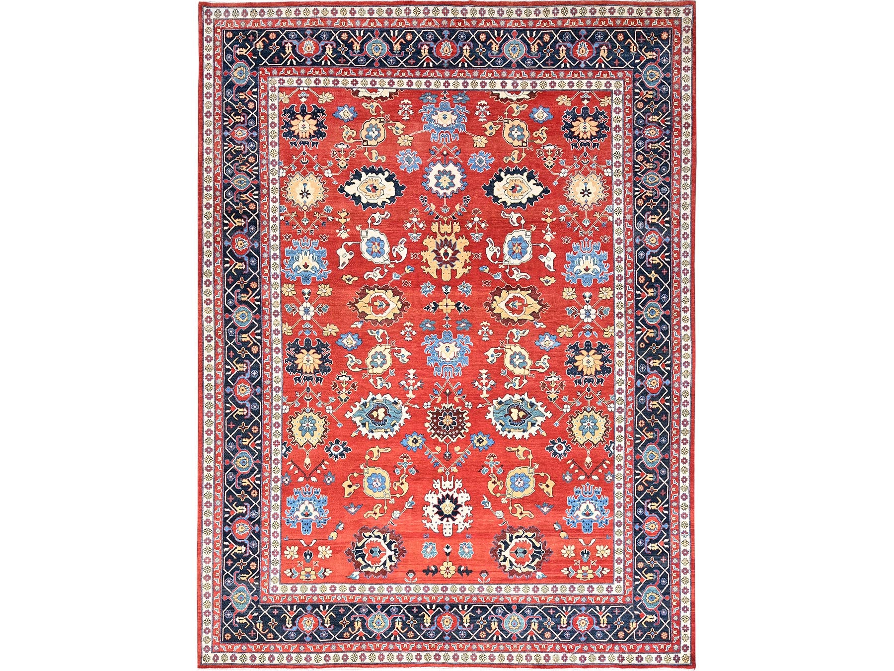 Heriz Heriz hand-knotted wool rug in Red & Blue, 9'9" x 13' — SKU O085440