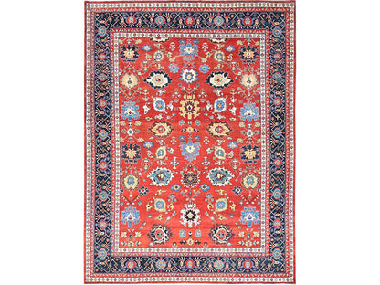 Heriz Heriz hand-knotted wool rug in Red & Blue, 9'9" x 13' — SKU O085440