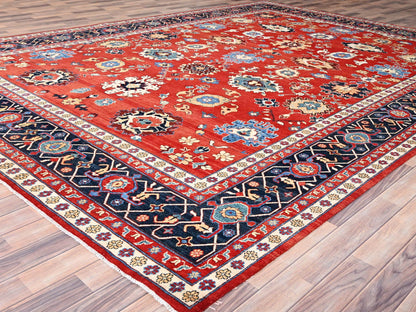 Heriz Heriz hand-knotted wool rug in Red & Blue, 9'9" x 13' — SKU O085440 (view 2)