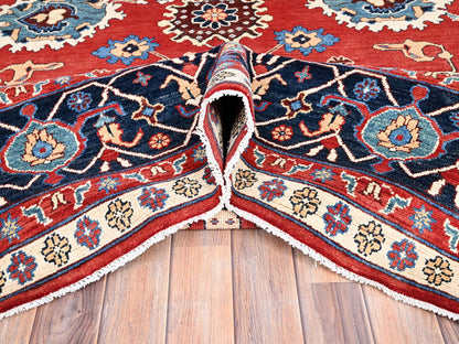 Heriz Heriz hand-knotted wool rug in Red & Blue, 9'9" x 13' — SKU O085440 (view 4)