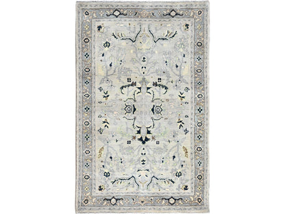 Blue 3'1" x 4'10" Heriz Hand knotted Wool Rug - Sku: O085509