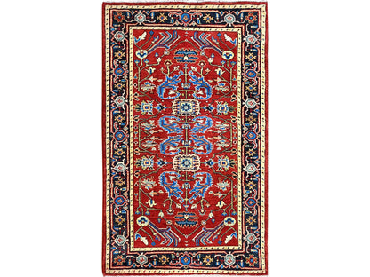 Heriz Heriz hand-knotted wool rug in Red & Blue, 2'10" x 4'7" — SKU O085511