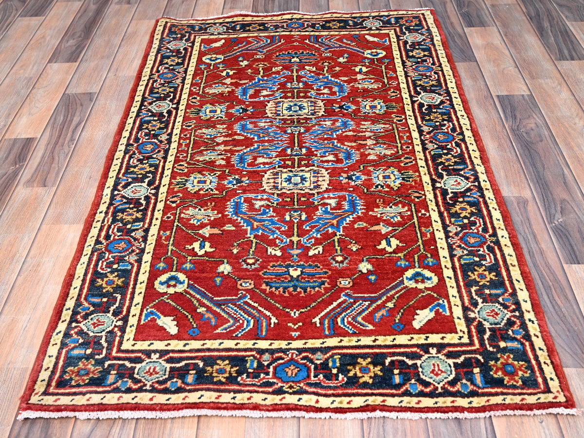 Heriz Heriz hand-knotted wool rug in Red & Blue, 2'10" x 4'7" — SKU O085511 (view 2)