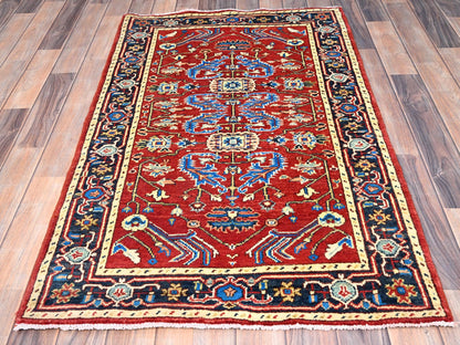 Heriz Heriz hand-knotted wool rug in Red & Blue, 2'10" x 4'7" — SKU O085511 (view 2)