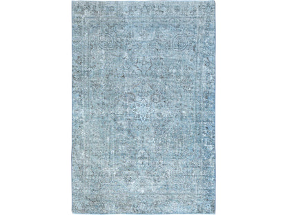 Blue 7'1" x 10'7" Vintage Hand knotted Wool Rug - Sku: O085540