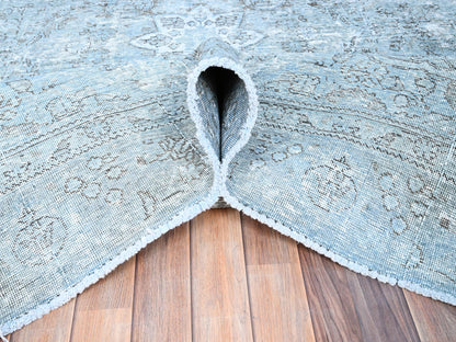 Blue 7'1" x 10'7" Vintage Hand knotted Wool Rug - Sku: O085540