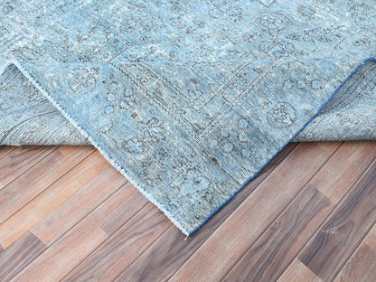 Blue 7'1" x 10'7" Vintage Hand knotted Wool Rug - Sku: O085540