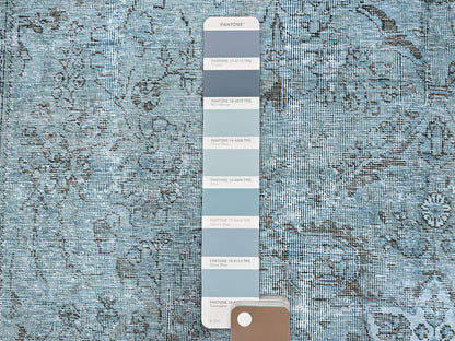 Blue 7'1" x 10'7" Vintage Hand knotted Wool Rug - Sku: O085540