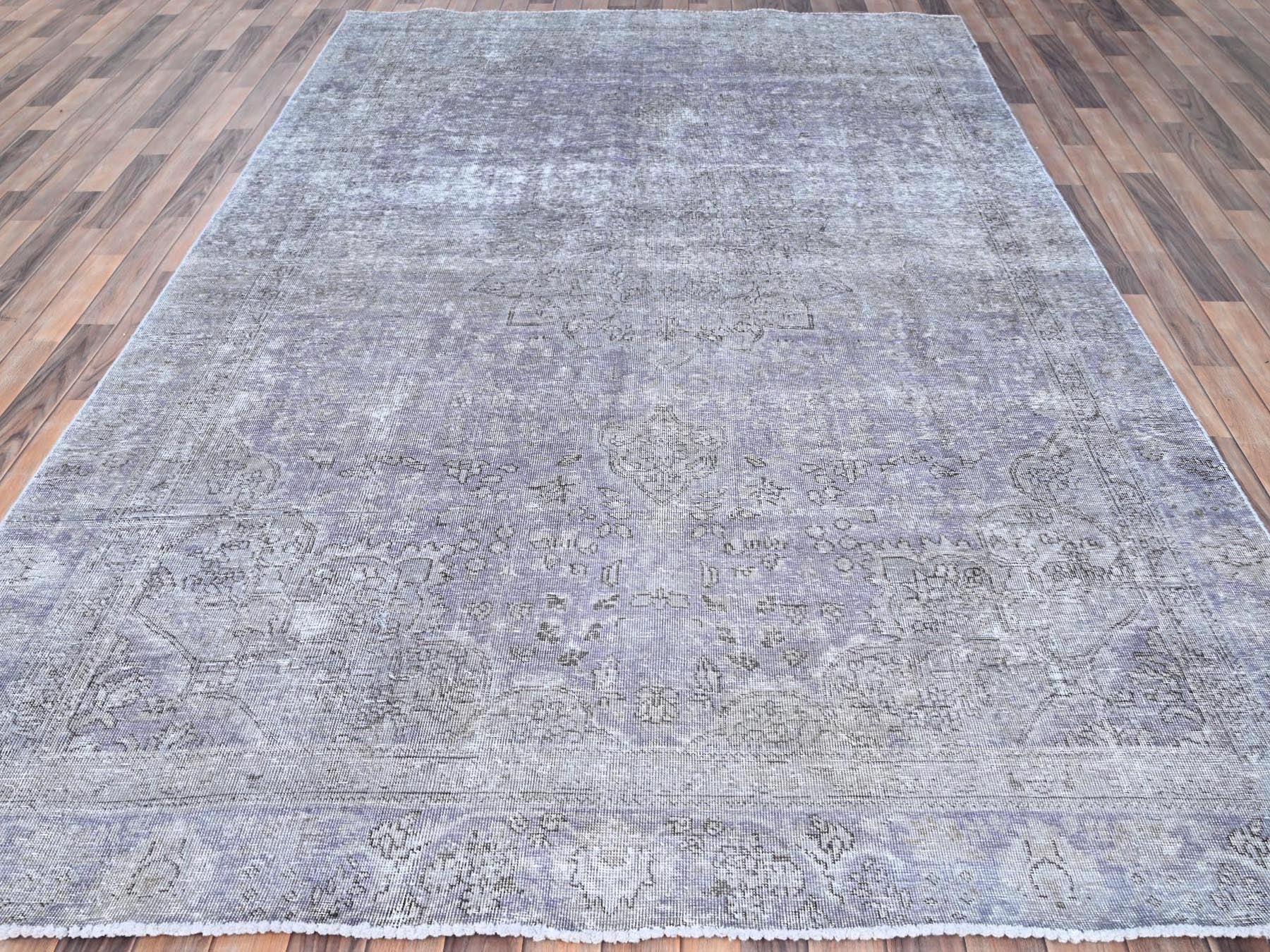 Tabriz Vintage hand-knotted wool rug in Purple, 7'1" x 10'4" — SKU O085541 (view 2)