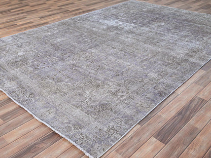 Tabriz Vintage hand-knotted wool rug in Purple, 7'1" x 10'4" — SKU O085541 (view 3)