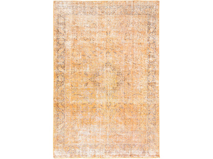 Tabriz Vintage hand-knotted wool rug in Orange & Bole Brown, 6'5" x 10' — SKU O085542