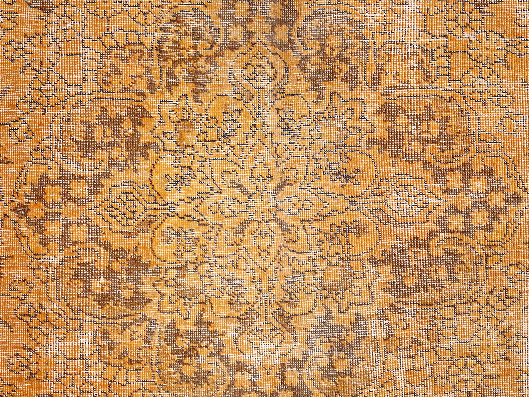 Tabriz Vintage hand-knotted wool rug in Orange & Bole Brown, 6'5" x 10' — SKU O085542 (view 8)