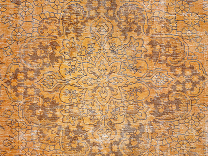 Tabriz Vintage hand-knotted wool rug in Orange & Bole Brown, 6'5" x 10' — SKU O085542 (view 8)