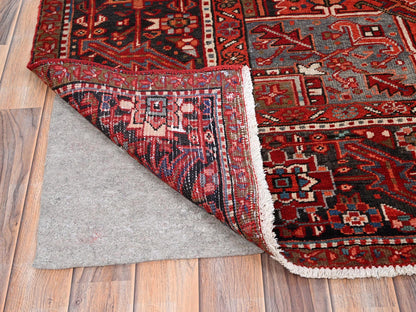 Heriz Heriz hand-knotted worn wool rug in Red & Black, 10'1" x 12'9" — SKU O085562 (view 4)