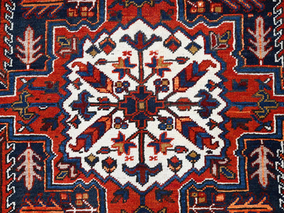 Persian Heriz hand-knotted worn wool rug in Red, 8'5" x 10'9", SKU O085572 (view 8)