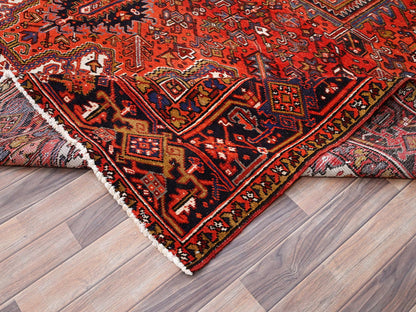 Heriz Heriz hand-knotted worn wool rug in Red & Black, 10' x 13'2" — SKU O085578 (view 6)