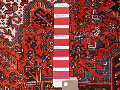 Heriz Heriz hand-knotted worn wool rug in Red & Black, 10' x 13'2" — SKU O085578 (view 7)