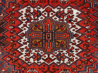 Heriz Heriz hand-knotted worn wool rug in Red & Black, 10' x 13'2" — SKU O085578 (view 8)