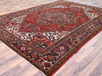 Heriz Heriz hand-knotted worn wool rug in Red & Gray, 8'1" x 11'1" — SKU O085581 (view 3)