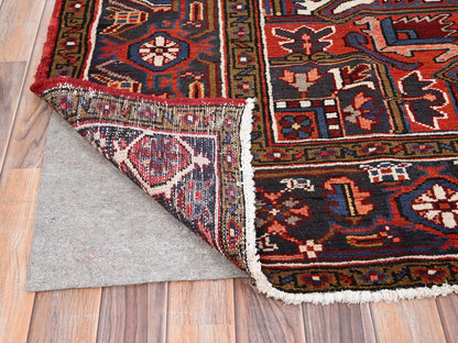 Heriz Heriz hand-knotted worn wool rug in Red & Gray, 8'1" x 11'1" — SKU O085581 (view 4)