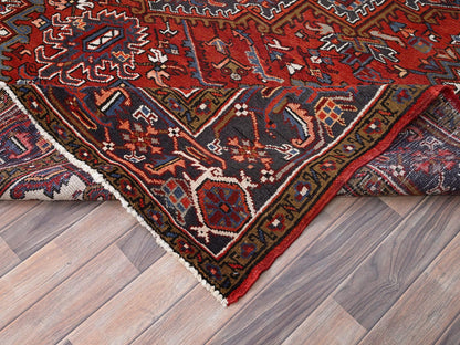 Heriz Heriz hand-knotted worn wool rug in Red & Gray, 8'1" x 11'1" — SKU O085581 (view 6)