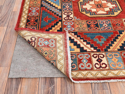 Ersari Tribal & Geometric hand-knotted wool rug in Red & Blue, 10' x 13'10" — SKU O085590 (view 4)