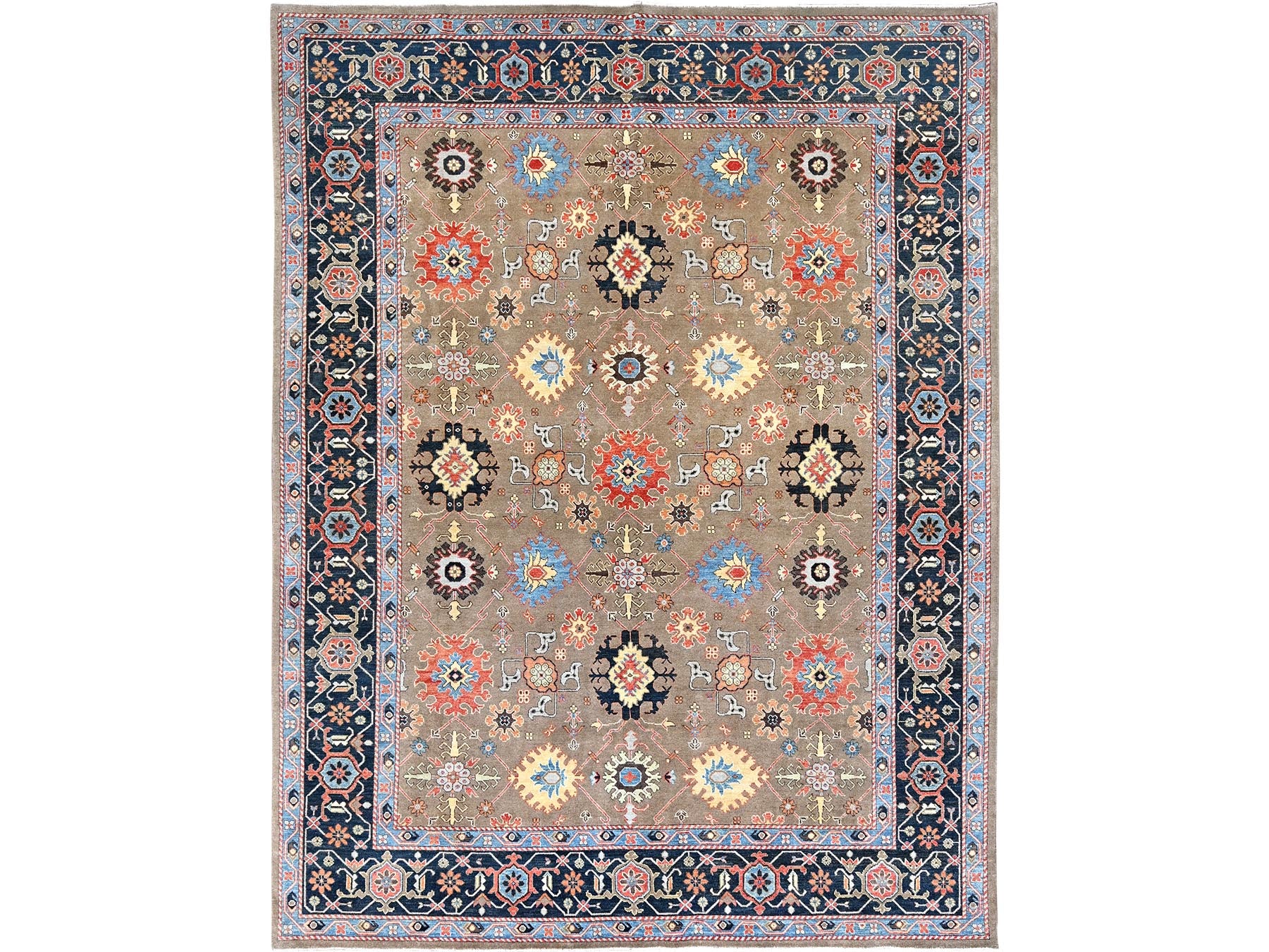 Heriz Heriz hand-knotted wool rug in Brown & Blue, 9' x 11'9" — SKU O085634