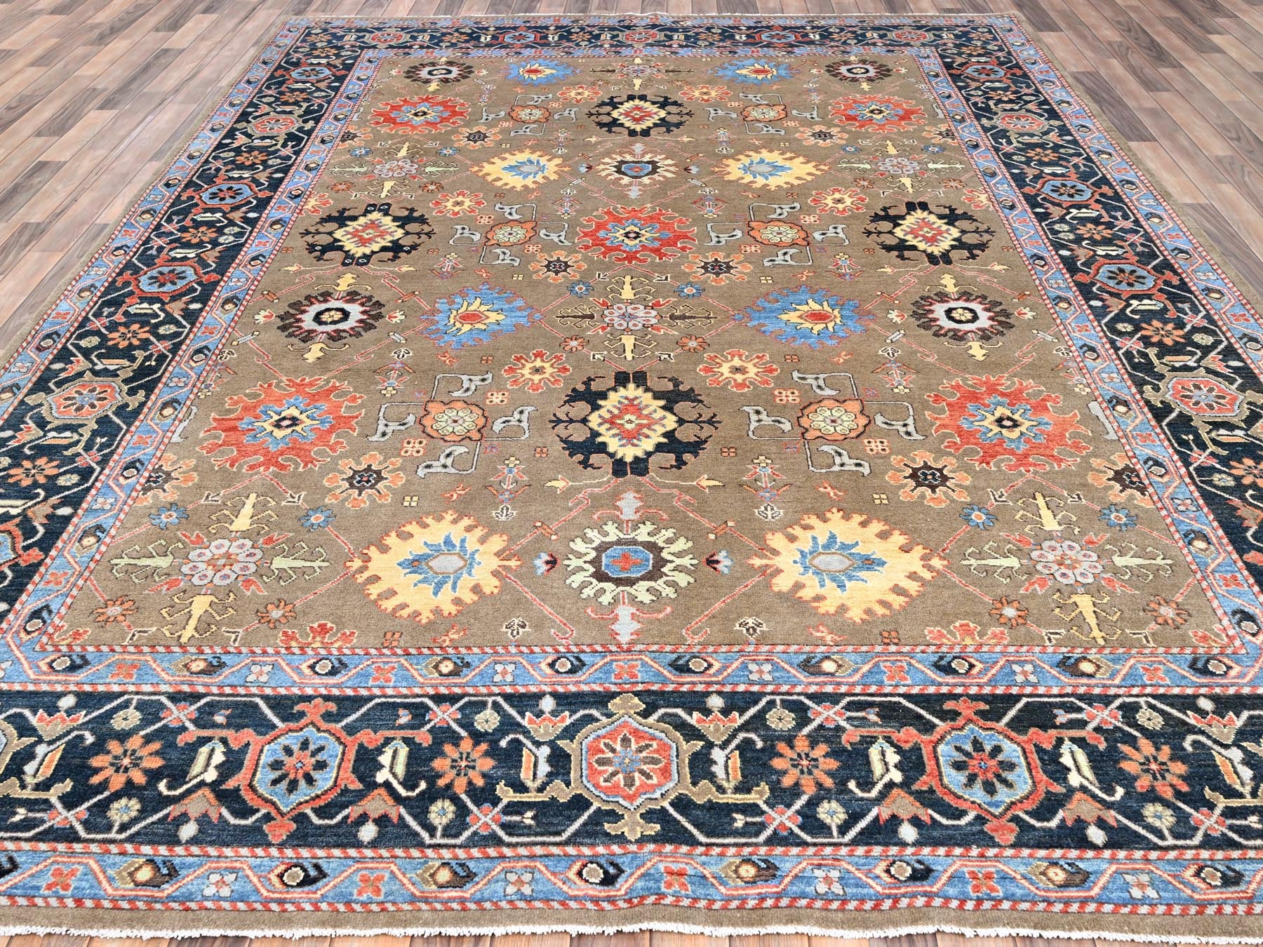 Heriz Heriz hand-knotted wool rug in Brown & Blue, 9' x 11'9" — SKU O085634 (view 2)