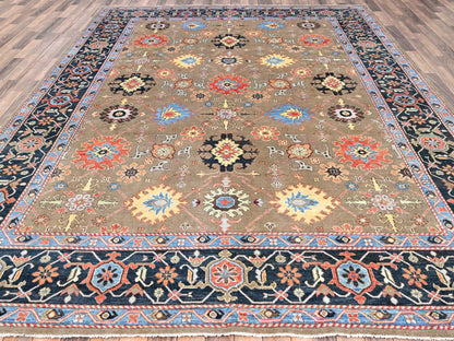 Brown 9'0" x 11'9" Heriz Hand knotted Wool Rug - Sku: O085634