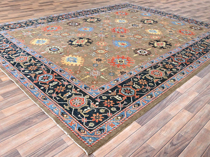 Brown 9'0" x 11'9" Heriz Hand knotted Wool Rug - Sku: O085634