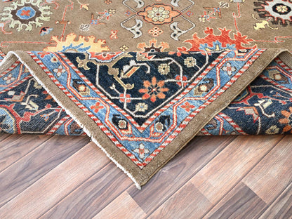 Brown 9'0" x 11'9" Heriz Hand knotted Wool Rug - Sku: O085634