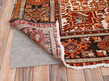 Heriz Heriz hand-knotted worn wool rug in Orange & Black, 10'2" x 13' — SKU O085656 (view 4)
