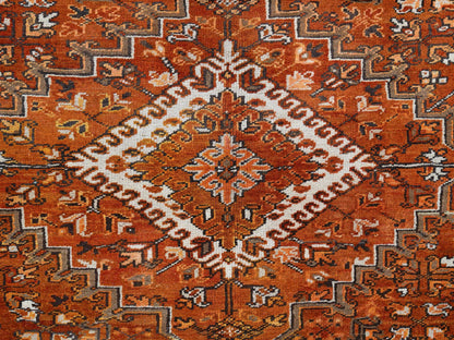 Heriz Heriz hand-knotted worn wool rug in Orange & Black, 10'2" x 13' — SKU O085656 (view 8)