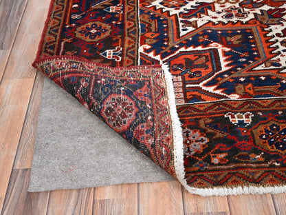 Heriz Heriz hand-knotted worn wool rug in Red & Black, 7'5" x 8'10" — SKU O085681 (view 4)