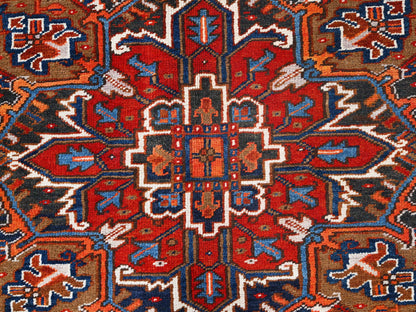 Red 7'5" x 8'10" Traditional Hand knotted Wool Rug - Sku: O085681