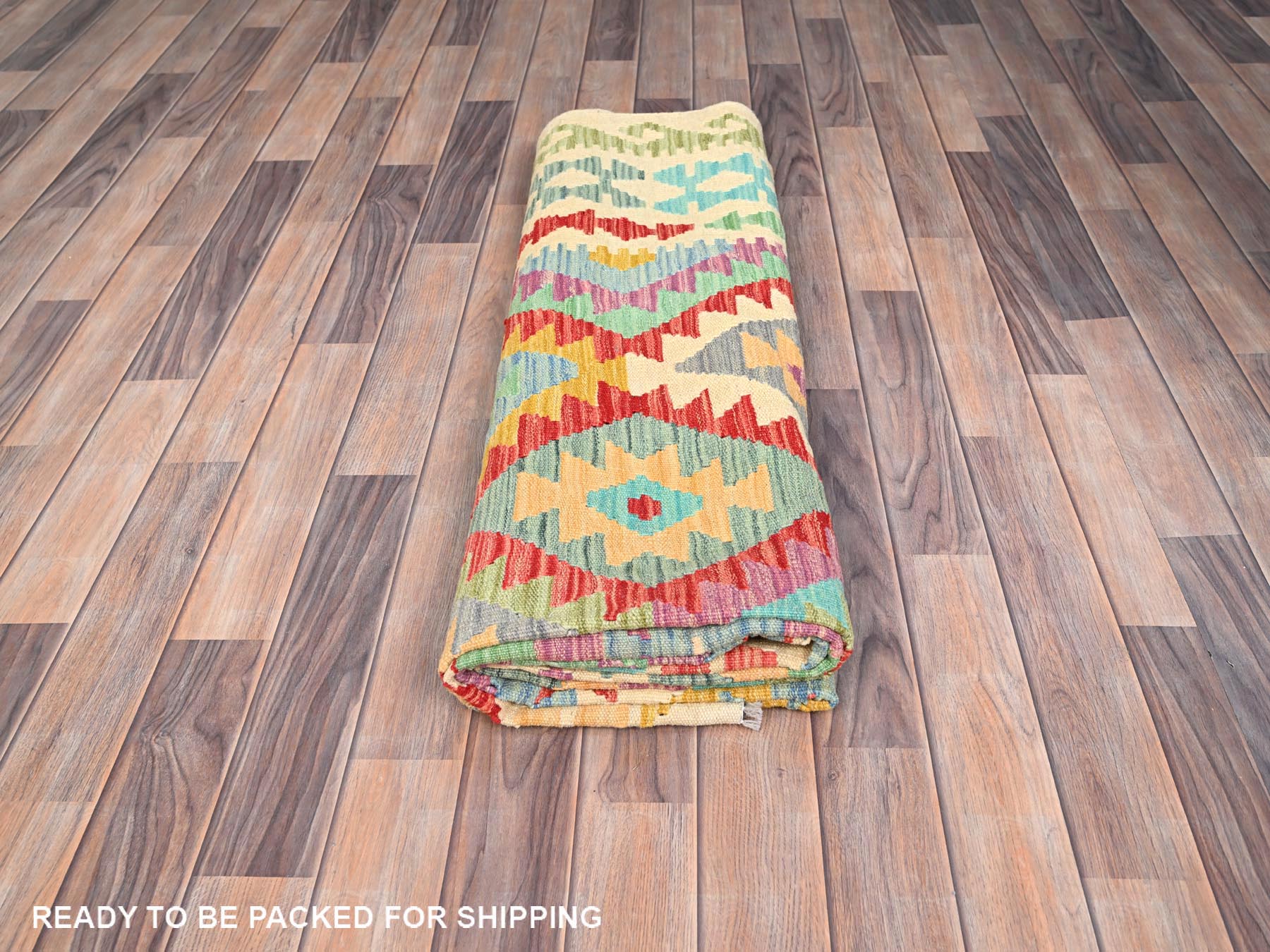 Kilim Flat-Weave hand-knotted wool rug in Red, 6'8" x 9'8" — SKU O085706 (view 5)