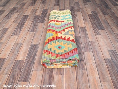 Kilim Flat-Weave hand-knotted wool rug in Red, 6'8" x 9'8" — SKU O085706 (view 5)