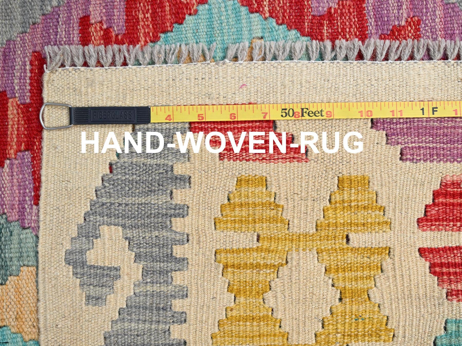 Kilim Flat-Weave hand-knotted wool rug in Red, 6'8" x 9'8" — SKU O085706 (view 6)